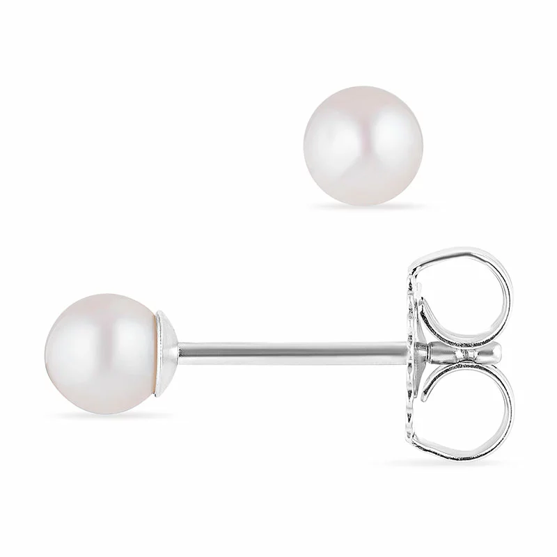 4-4,5 mm Perle Ohrstecker in Silber - Weiße Ohrringe - Bestellen Sie online Ohrringe in Weiß
