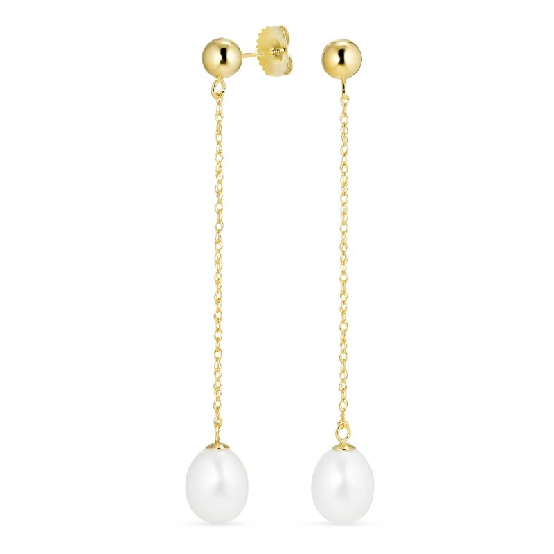 7 - 8 mm lange Ohrringe in 14 Karat Gold - Formen Lange Ohrringe