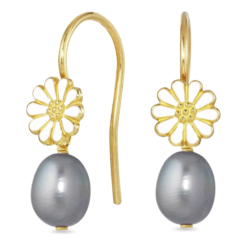 Marguerite grauem Perle Ohrringe in vergoldetem Silber - Marguerite Ohrringe