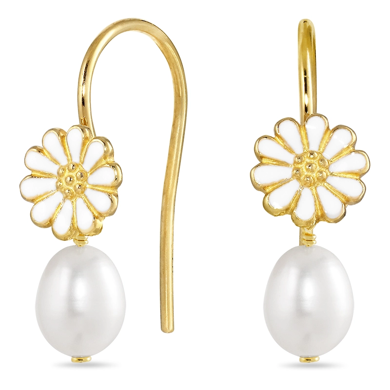 Marguerite Perle Ohrringe in vergoldetem Silber - Marguerite Ohrringe