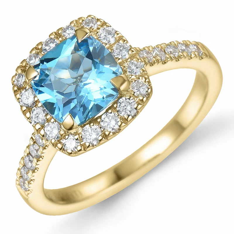 viereckigem Topas Diamantring in 14 Karat Gold 1,90 ct 0,44 ct - Topas Ringe