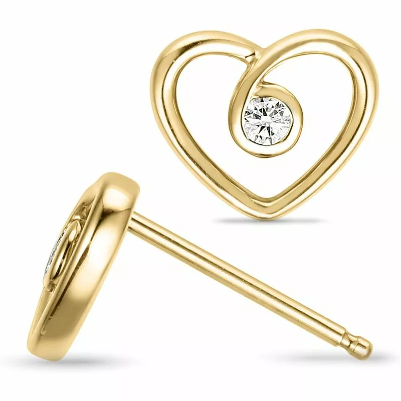 Herz Diamant Ohrringe in 14 Karat Gold mit Diamant - Herz Ohrringe - Wir führen viele verschiedene Herzohrringe