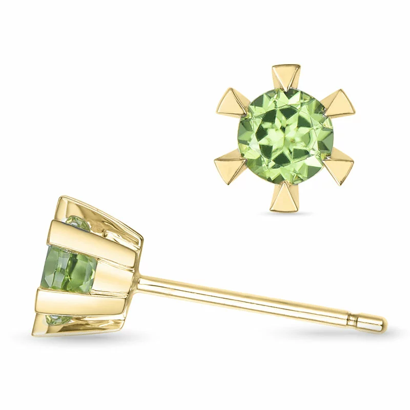 2 x 0,30 ct Peridot Solitärohrstecker in 14 Karat Gold mit Peridot - Ohrringe mit 2 x 0,30 ct Solitär - Schöne Ohrringe mit Solitär