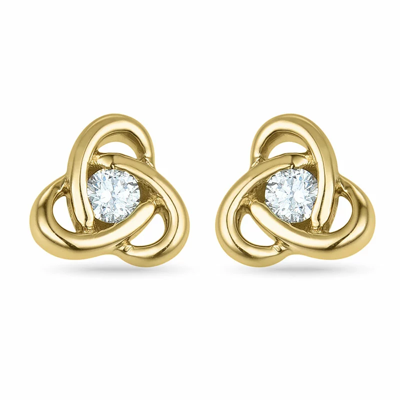 dreieck Diamant Ohrstecker in 14 Karat Gold mit Diamant - Geflochtener Schmuck - Viele geflochtene Schmuckstücke