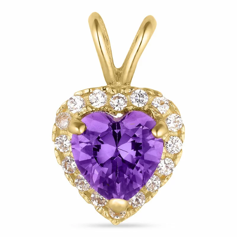 Herz Amethyst Anhänger aus 9 Karat Gold - Gold Collection - Herzanhänger - Schöne Herz Anhänger in elegantem Design