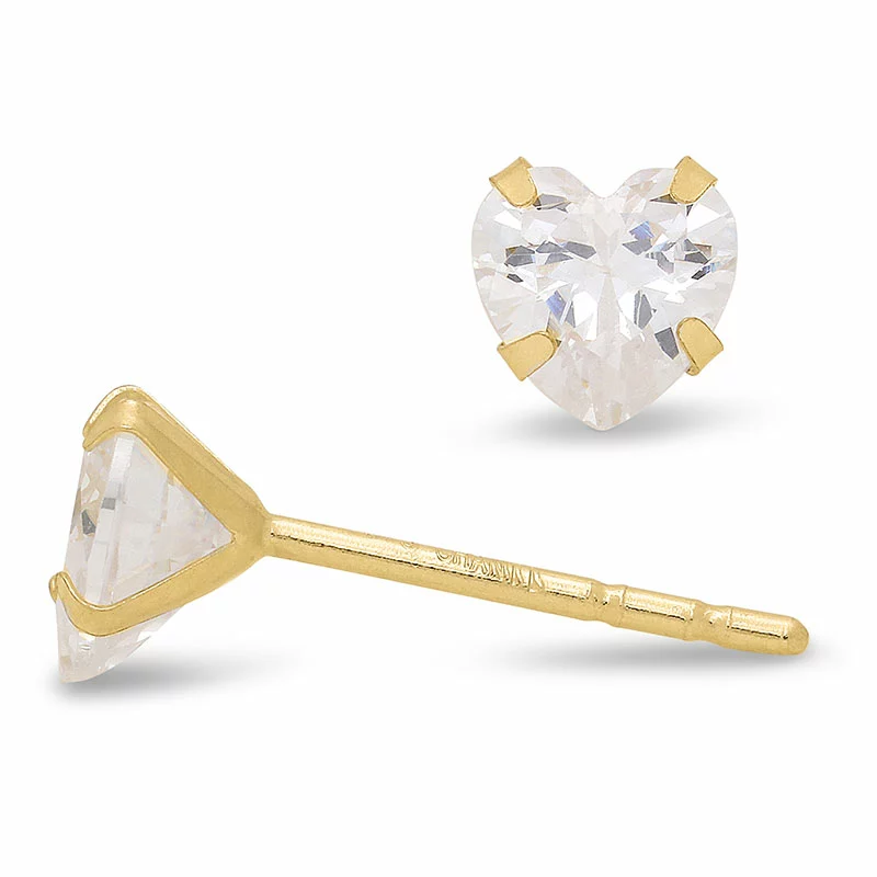 5 mm Herz Ohrringe in 9 Karat Gold mit Zirkon - Gold Collection - Herz Ohrringe - Wir führen viele verschiedene Herzohrringe