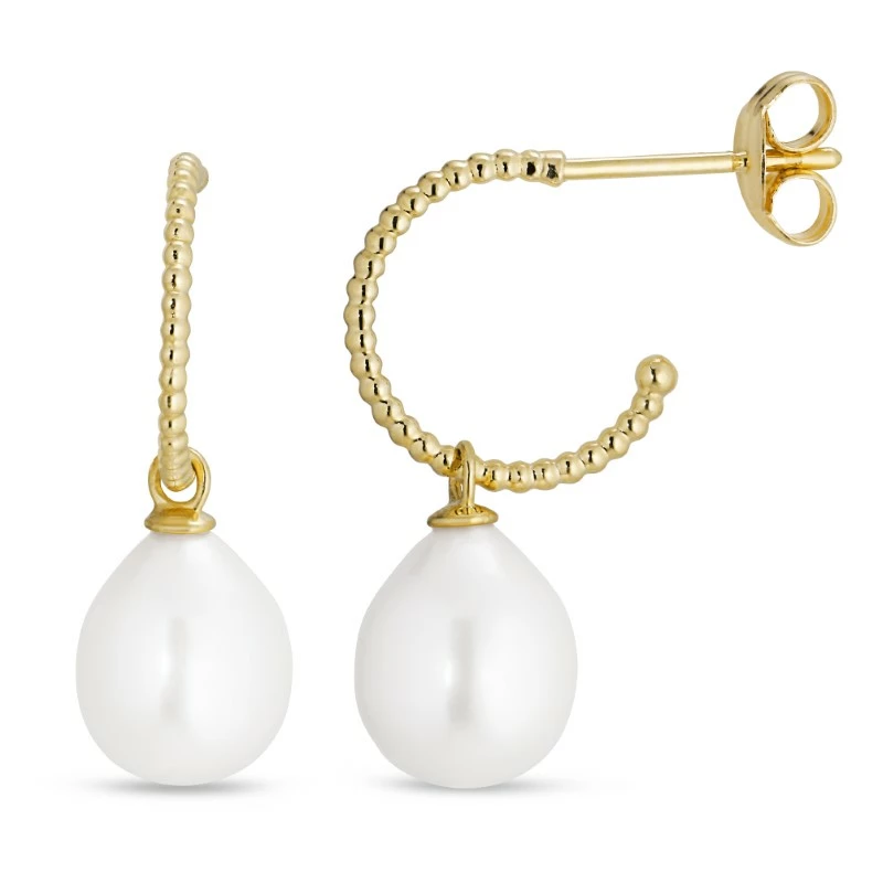 Perle Halbkreolen in 9 Karat Gold - Gold Collection - Naturperlen