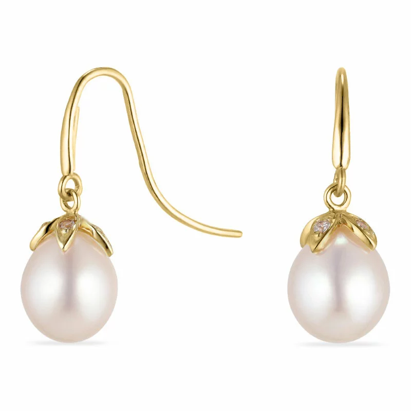 Ohrringe in 14 Karat Gold mit Zirkon - Gold Collection - Perlenschmuck - Schmuckstücke mit Perlen - Schnelle Lieferung