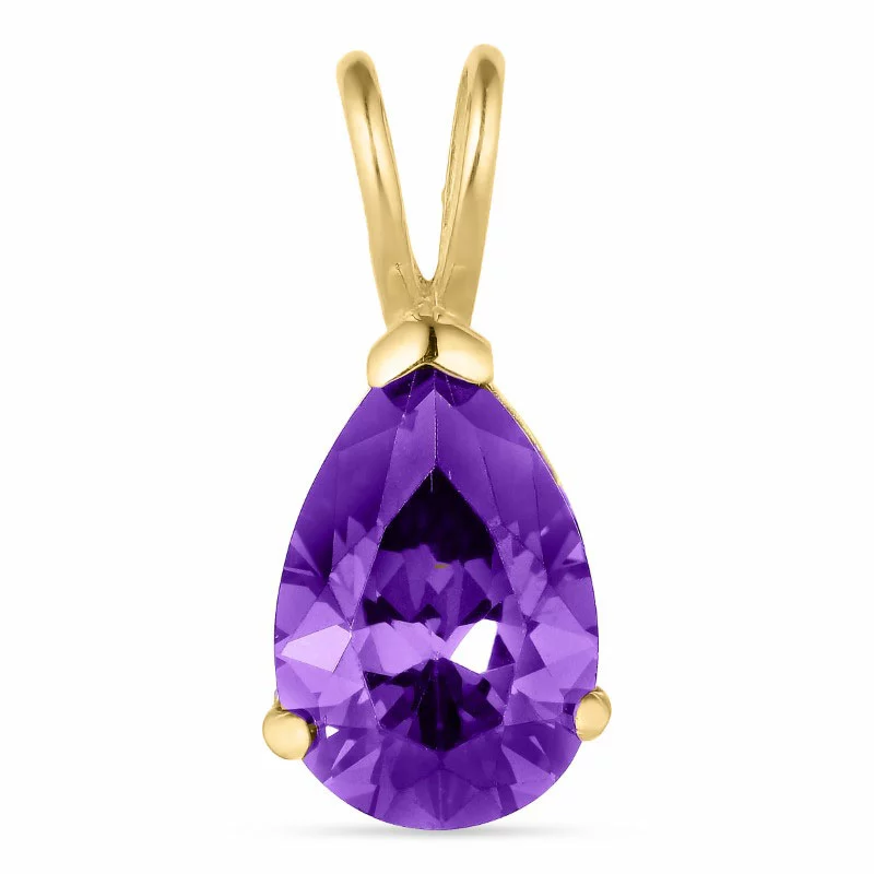 Tropfen violettem Anhänger aus 14 Karat Gold - Gold Collection - Schöne Tropfen Anhänger - Bestellen Anhänger mit Tropfen formen