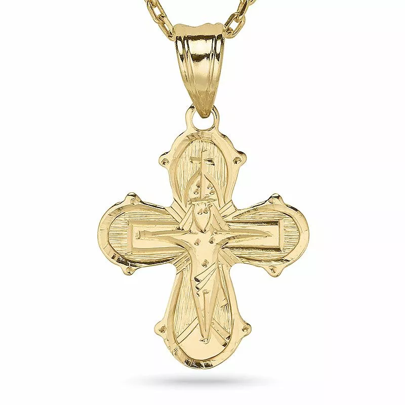 Dagmarkreuz Halskette aus vergoldetem Sterlingsilber und Anhänger aus 8 Karat Gold - Amoré - Dagmarkreuze aus Gold – Dagmarkreuze in hoher Qualität