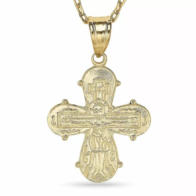 Dagmarkreuz Halskette aus vergoldetem Sterlingsilber und Anhänger aus 14 Karat Gold - Amoré - Dagmarkreuze aus Gold – Dagmarkreuze in hoher Qualität