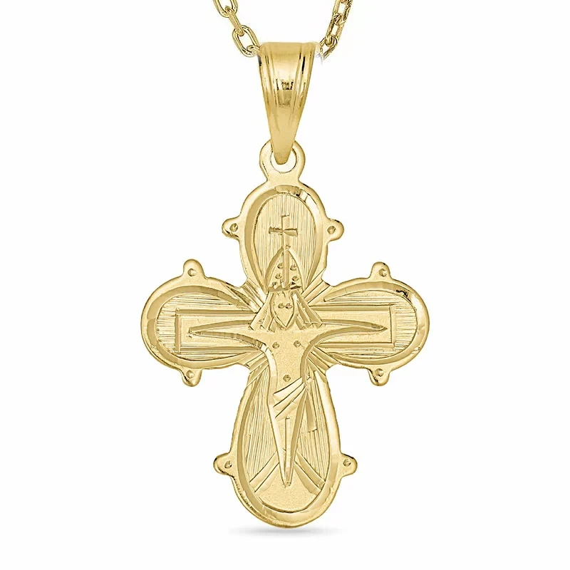 Dagmarkreuz Halskette aus vergoldetem Sterlingsilber und Anhänger aus 14 Karat Gold - Amoré - Dagmarkreuze aus Gold – Dagmarkreuze in hoher Qualität