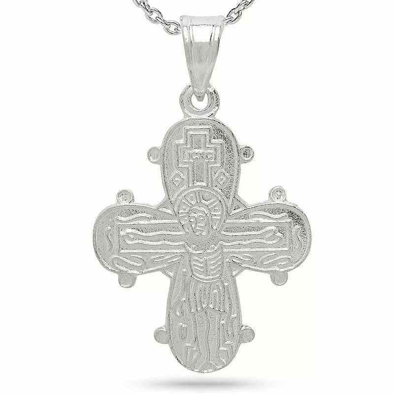 19 x 30 mm Dagmar-Kreuz mit Vater Unser Anhänger mit Halskette aus Silber und Anhänger aus Silber - Amoré - Jesus am Kreuz anhänger