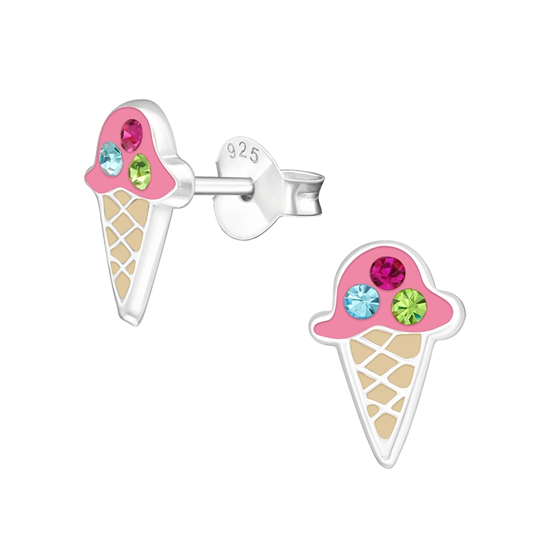 Eiswaffel Ohrringe in Silber - Little Ones - Formen Essen Eis