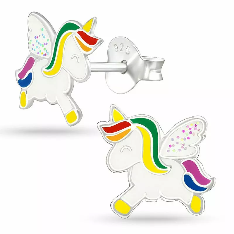 Einhorn Ohrringen für Kinder in Silber - Little Ones - Ohrringe mit Pferd - Tolle Ohrringe - Schnelle Lieferung