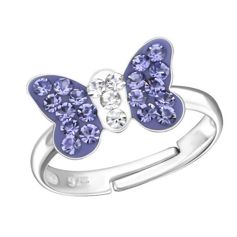 Schmetterling Bergkristall Kinderring aus Silber - Little Ones - Schöne Schmetterling Schmuck - Sparen Sie bis zu 25 - 70 %