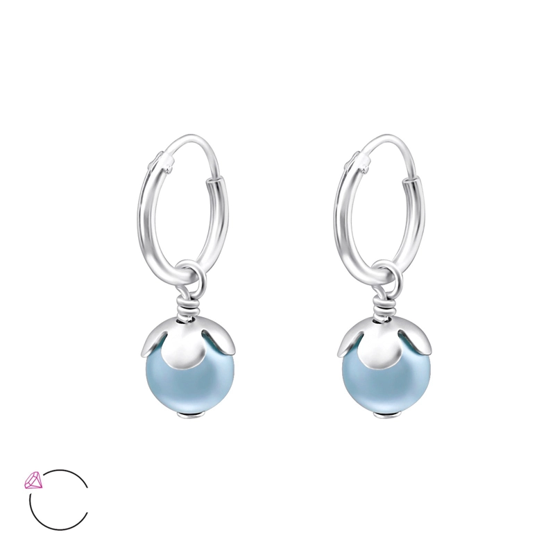 10 mm hellblauem Perle Kreole in Silber - Little Ones - Blaue Ohrringe - Schöne Ohrringe in Blau für Sie oder andere