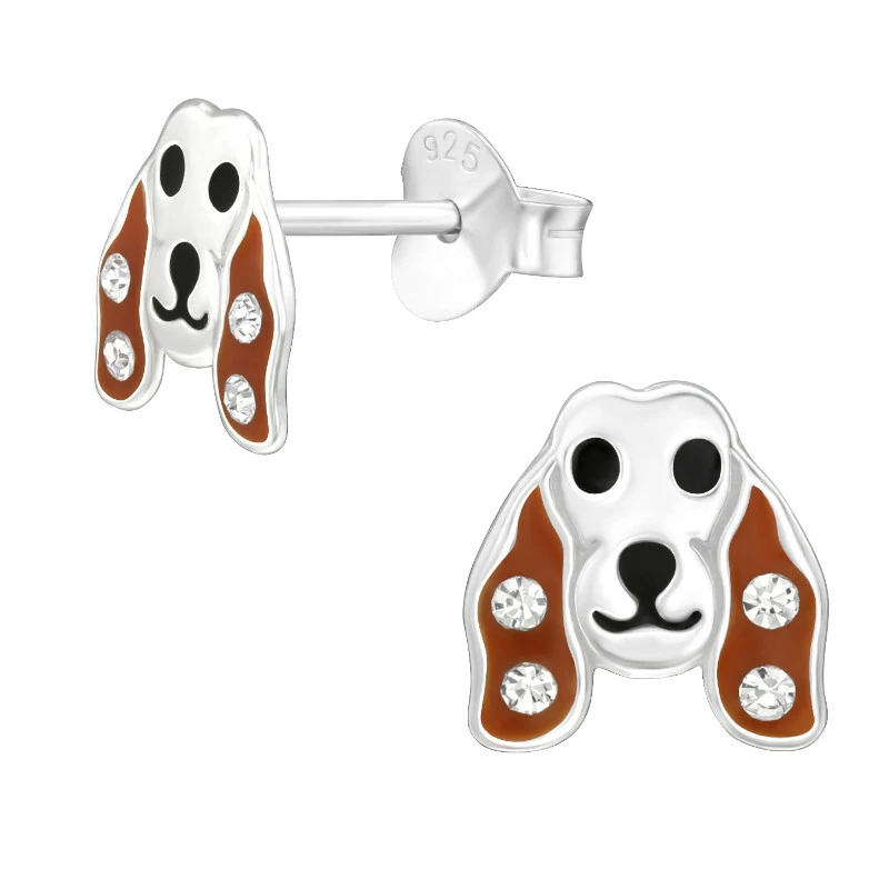 Hunde Bergkristall Kinderohrringe in Silber - Little Ones - Ohrringe