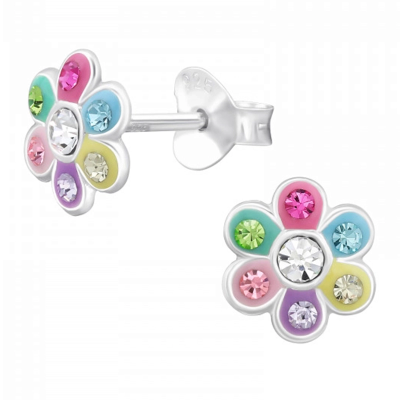Blumen Bergkristall Ohrringe in Silber - Little Ones - Ohrringe