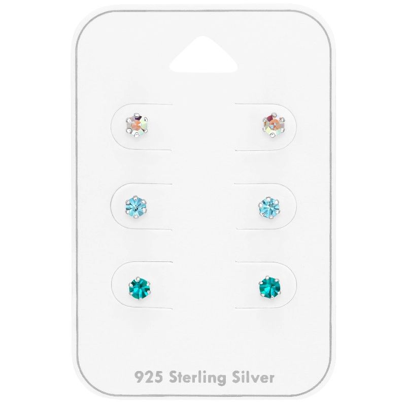 3 mm hellblauem Bergkristall Ohrstecker in Silber - Little Ones - Blaue Ohrringe - Schöne Ohrringe in Blau für Sie oder andere