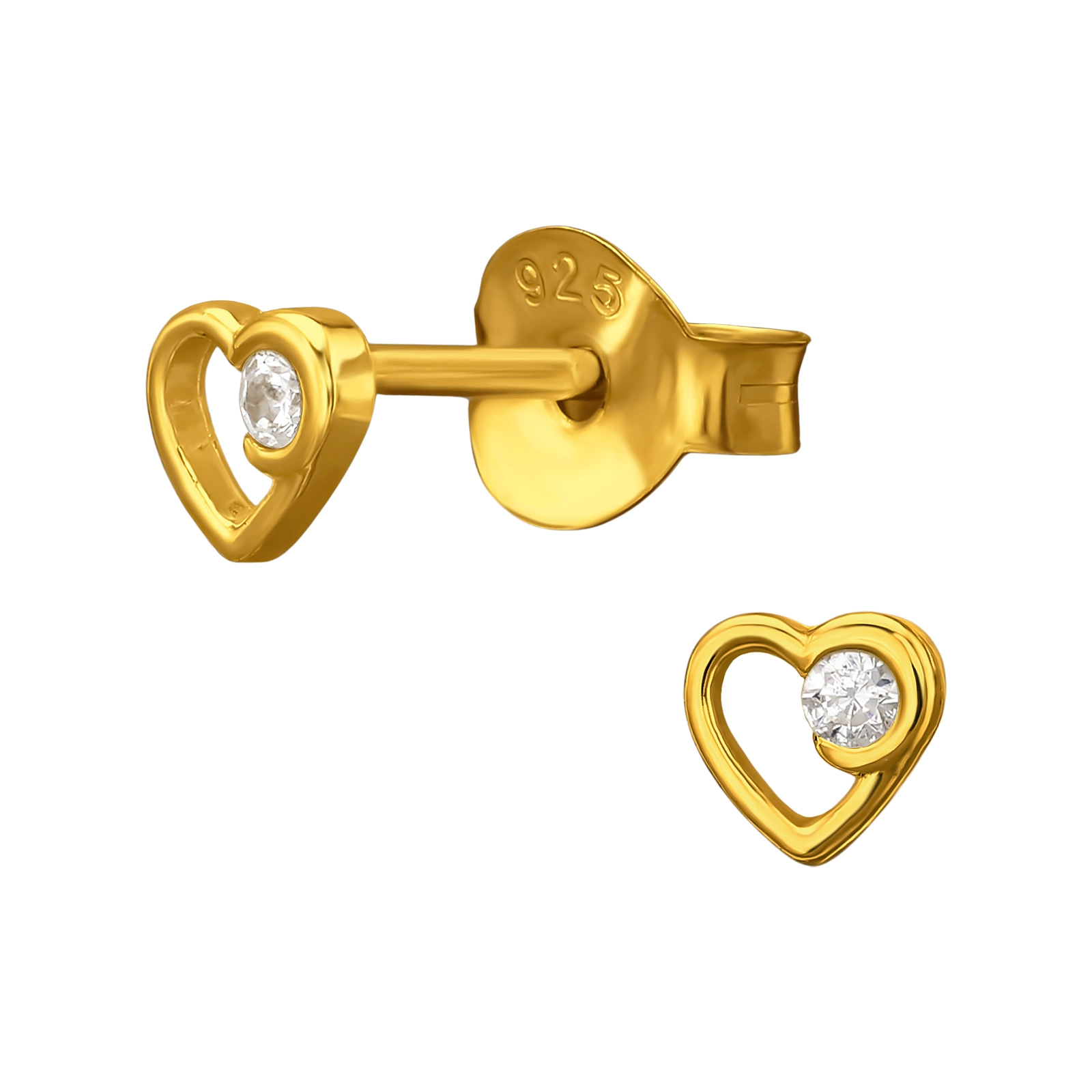 Herzen Zirkon Ohrstecker in vergoldetem Silber - Schmuck - Günstige Schmuck online kaufen hier auf Chanti