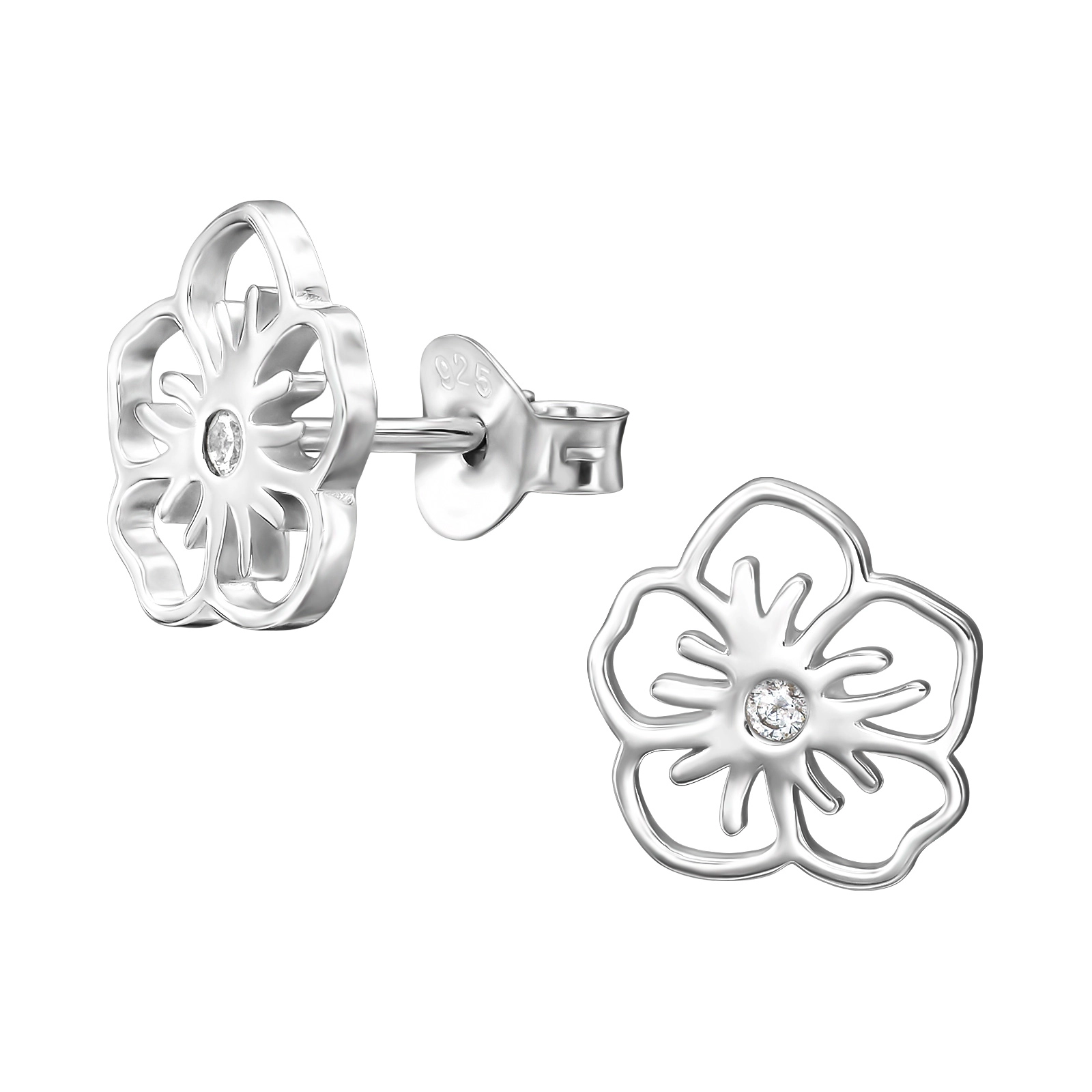 Blumen Zirkon Ohrringe in Silber - Schmuck - Günstige Schmuck online kaufen hier auf Chanti