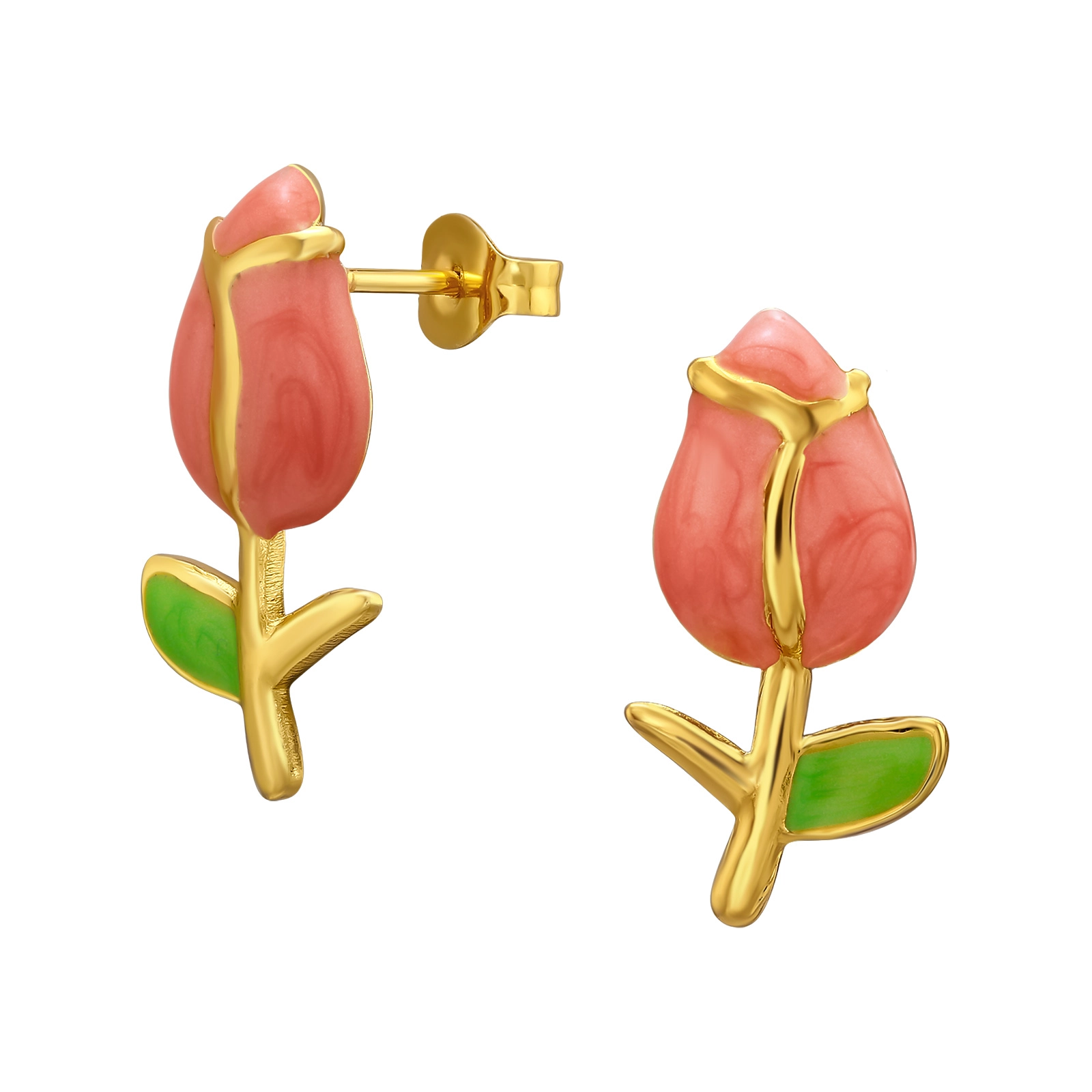Tulpe Ohrringe in vergoldetem Stahl - Schmuck - Günstige Schmuck online kaufen hier auf Chanti