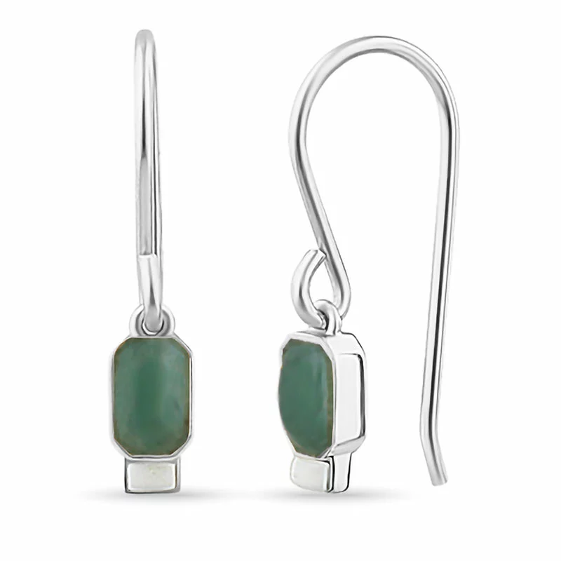 lange Jadestein Ohrringe in Silber - Loom Stones - Formen Lange Ohrringe