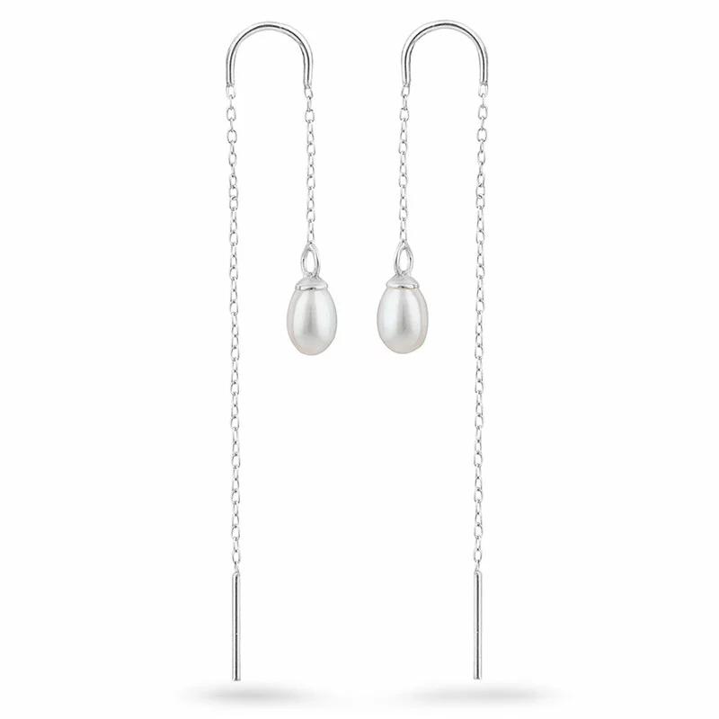 Perle ketten ohrringe in Silber - Formen Lange Ohrringe