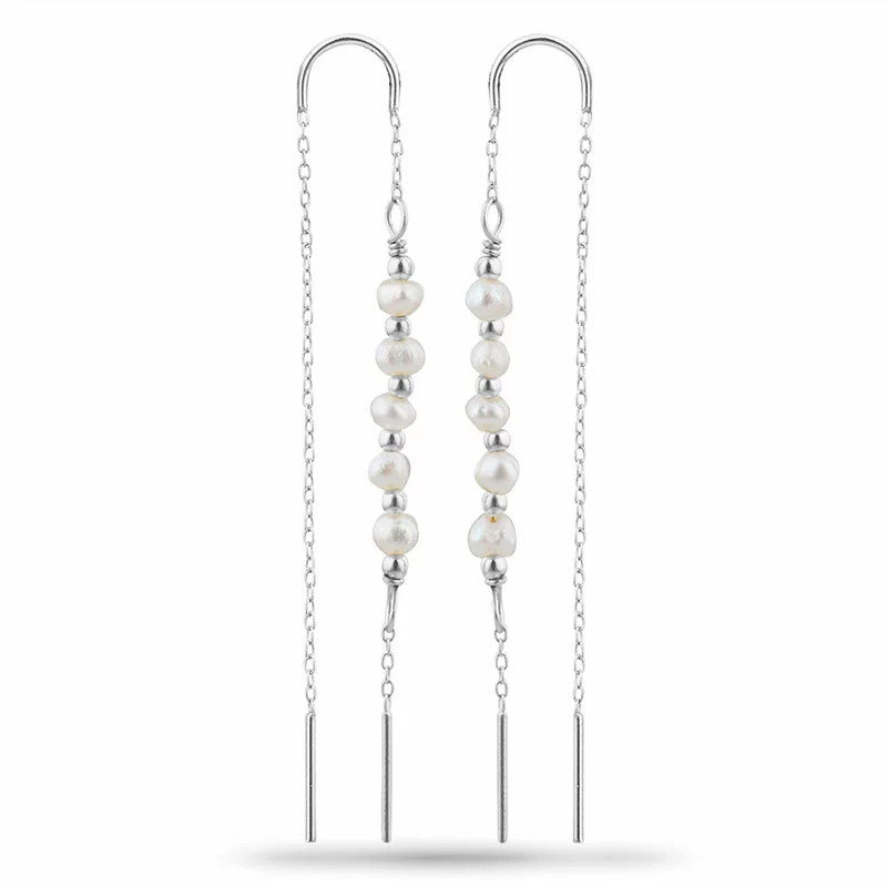 Perle ketten ohrringe in Silber - Formen Lange Ohrringe