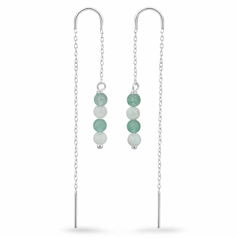 Amazonit ketten ohrringe in Silber - Loom Stones - Formen Lange Ohrringe