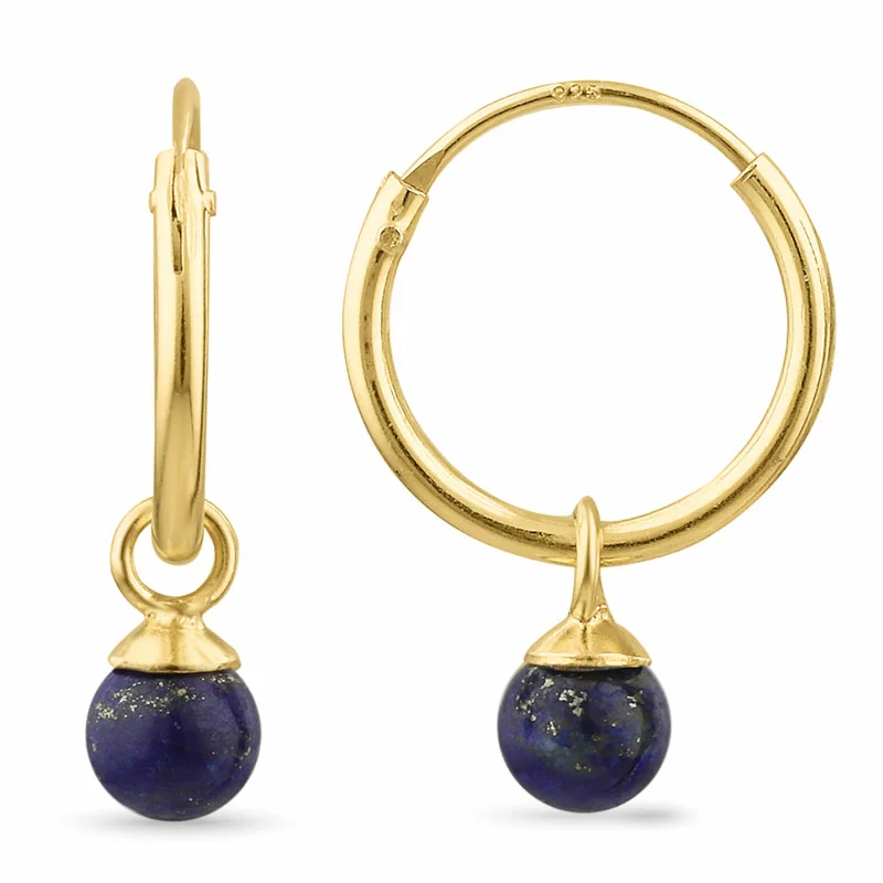 12 mm Lapis Lazuli Kreole in vergoldetem Silber - Loom Stones - Blaue Ohrringe - Schöne Ohrringe in Blau für Sie oder andere