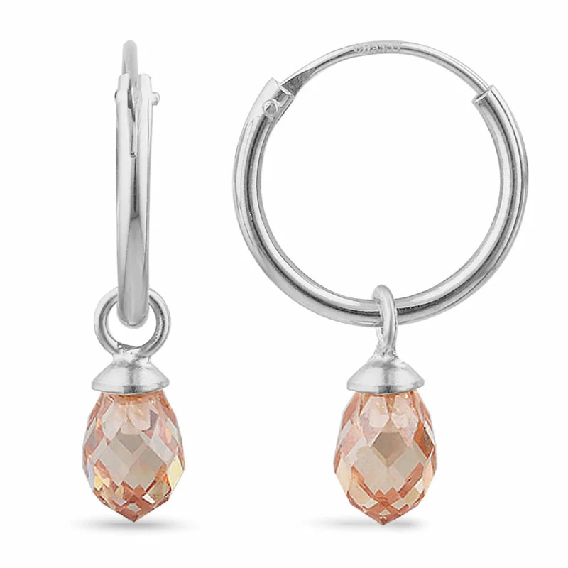 12 mm champagnerfarbenem Zirkon Kreole in Silber - Loom Stones - Zirkonia Ohrringe für jeden Geschmack - Kaufen Zirkon Ohrringe