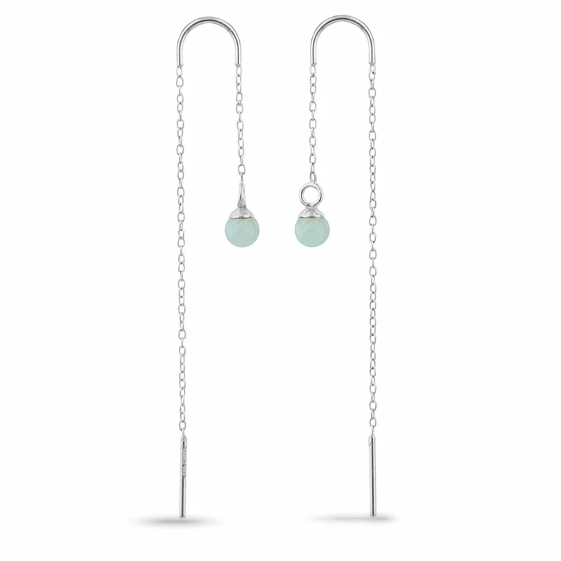 Amazonit ketten ohrringe in Silber - Loom Stones - Formen Lange Ohrringe