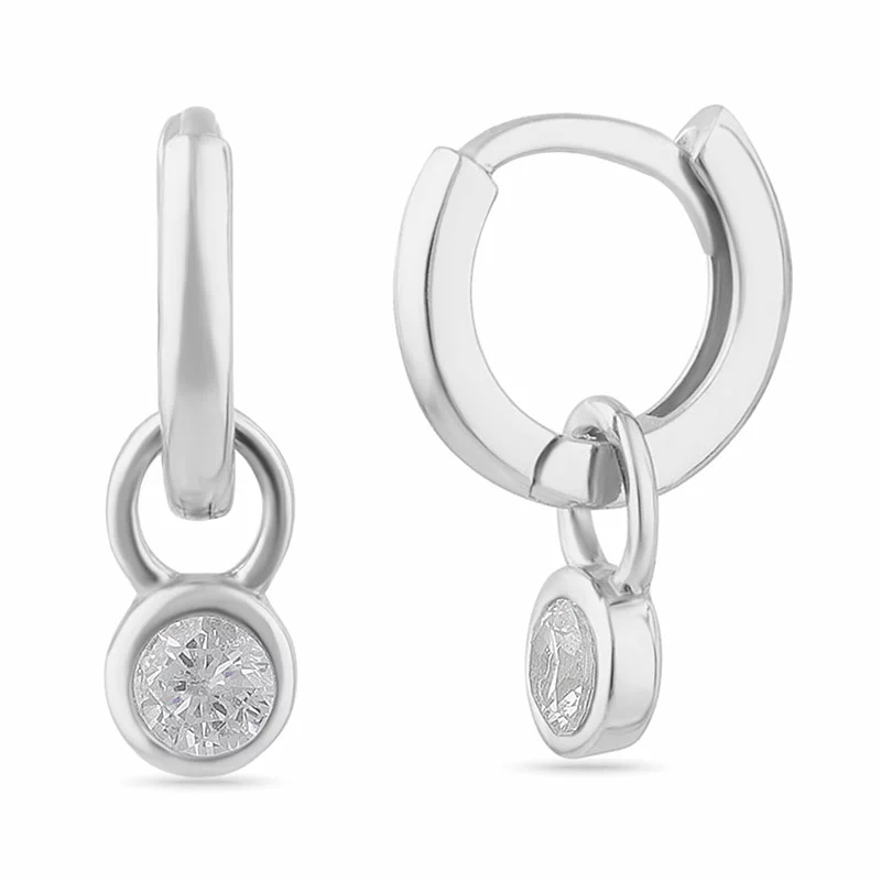 9,5 mm Zirkon Kreole in Silber - Zirkonia Ohrringe für jeden Geschmack - Kaufen Zirkon Ohrringe