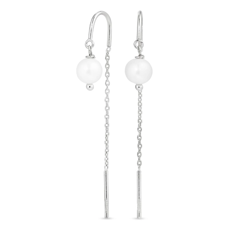 lange Perle ketten ohrringe in Silber - Formen Lange Ohrringe