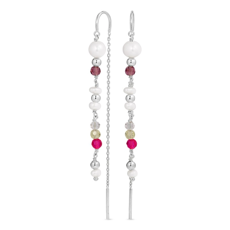 lange ketten ohrringe in Silber - Loom Stones - Perlenschmuck - Schmuckstücke mit Perlen - Schnelle Lieferung