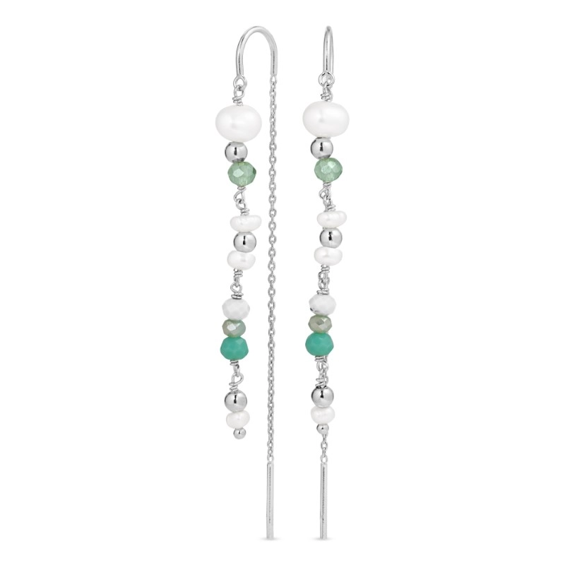 lange ketten ohrringe in Silber - Loom Stones - Perlenschmuck - Schmuckstücke mit Perlen - Schnelle Lieferung