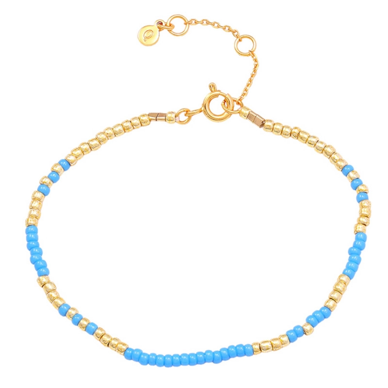 Hultquist Blue Mila Perle Armband in vergoldetem Sterlingsilber - Blaue Armbänder - Blaue Armbänder für Männer und Frauen