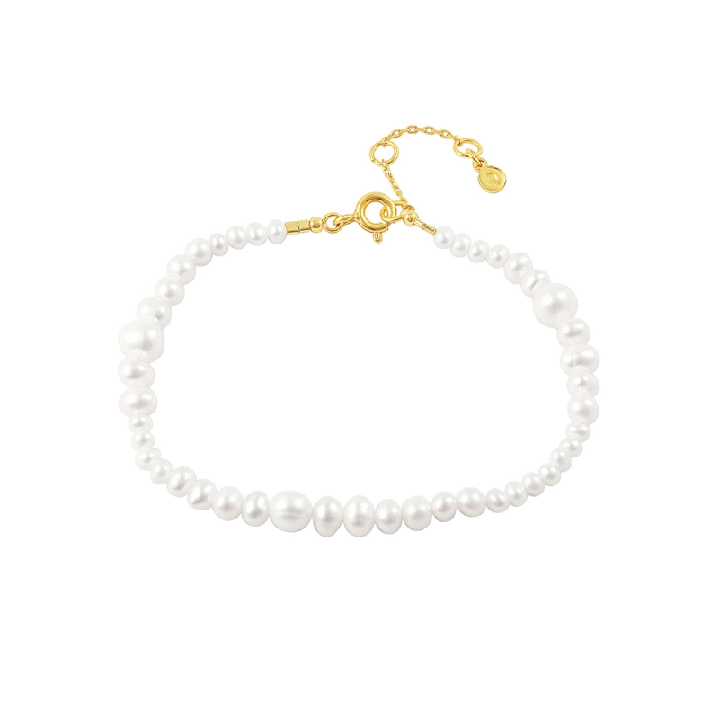 Hultquist Milkyway plain Perle Armband in vergoldetem Sterlingsilber - Weiße Armbänder - Schöne Armbänder in Weiß online kaufen