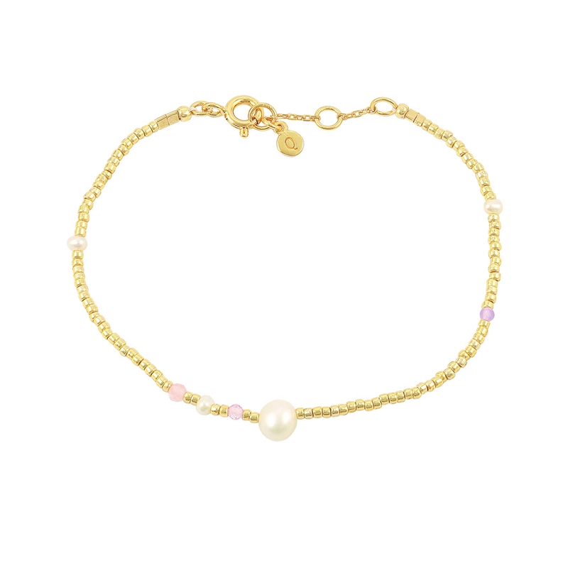Hultquist Maya Perle Armband in vergoldetem Sterlingsilber farbigem Schmuckstein - Perlenschmuck - Schmuckstücke mit Perlen - Schnelle Lieferung