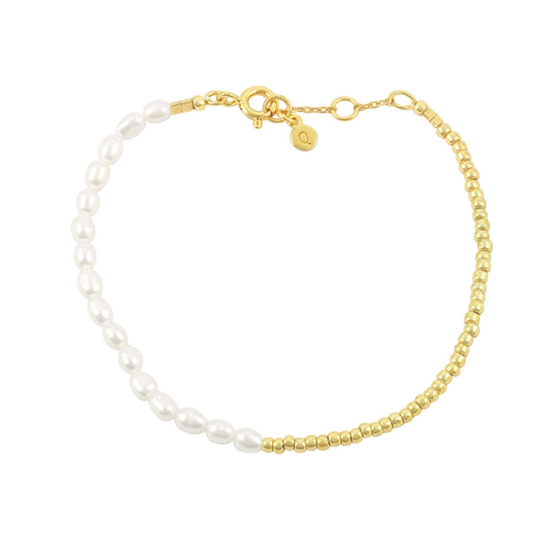 Hultquist Ella plain Perle Armband in vergoldetem Sterlingsilber - Weiße Armbänder - Schöne Armbänder in Weiß online kaufen