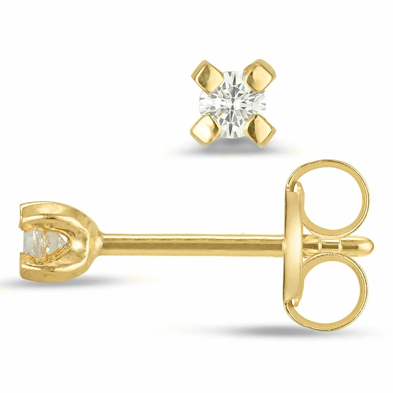 2 mm Zirkon Ohrstecker in 9 Karat Gold mit Zirkon - Gold Collection - Ohrringe