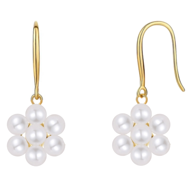 Nava Bellis Perle Ohrringe in vergoldetem Sterlingsilber - Blumenohrringe - Süße Blumenohrringe für jeden Geschmack