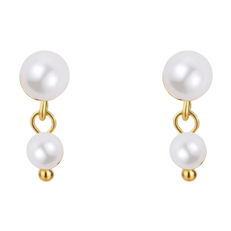 Nava Petal Petite Perle Ohrringe in vergoldetem Sterlingsilber - Weiße Ohrringe - Bestellen Sie online Ohrringe in Weiß
