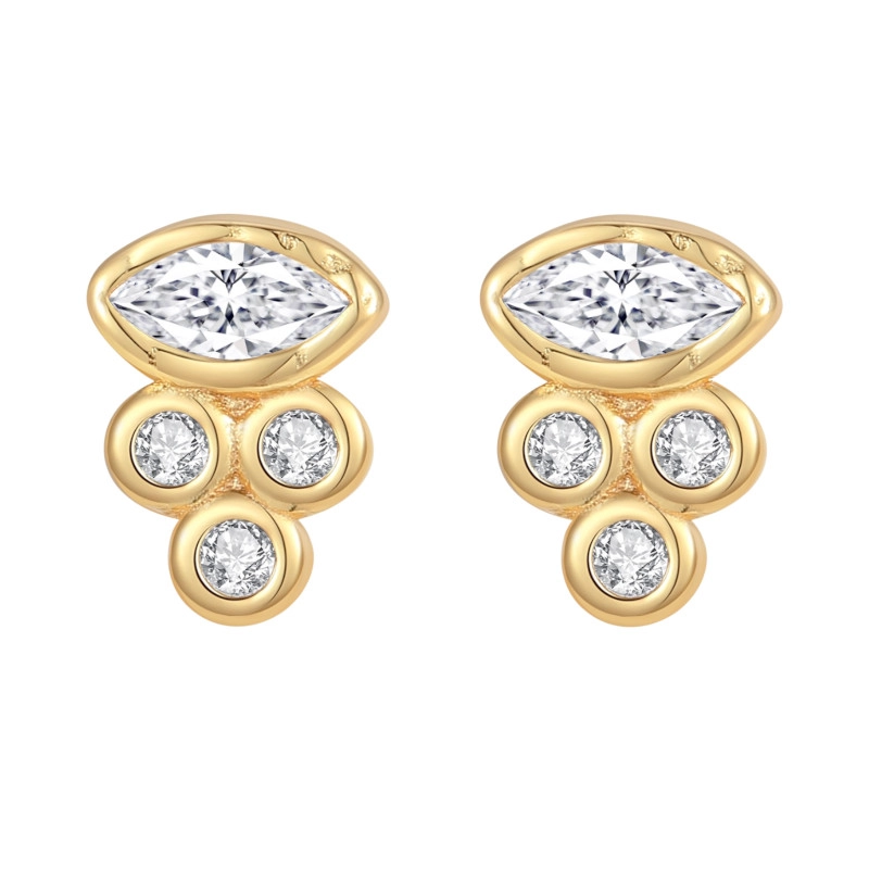 Nava Ra Petite Ohrringe in vergoldetem Sterlingsilber weißem Zirkon - Zirkonia Ohrringe für jeden Geschmack - Kaufen Zirkon Ohrringe
