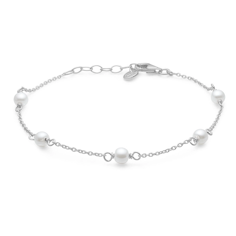 Studio Z Shore Perle Armband in Silber - Weiße Armbänder - Schöne Armbänder in Weiß online kaufen