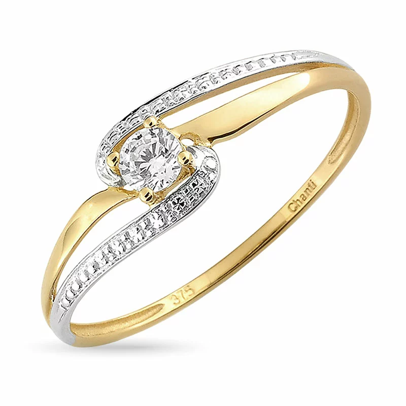 Zirkon Ring aus 9 Karat Gold mit 9 Karat Weißgold - Gold Collection - Zirkonia Ring - Finden Sie stilvollen Zirkon Ringe hier