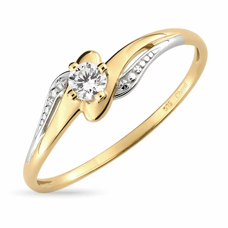 Zirkon Ring aus 9 Karat Gold mit 9 Karat Weißgold - Gold Collection - Zirkonia Ring - Finden Sie stilvollen Zirkon Ringe hier