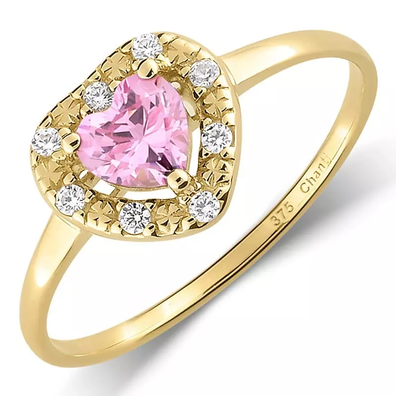 Elegant Herz rosa Zirkon Ring aus 9 Karat Gold - Gold Collection - Herz Ringe - Kaufen Sie einen schönen Herzring online
